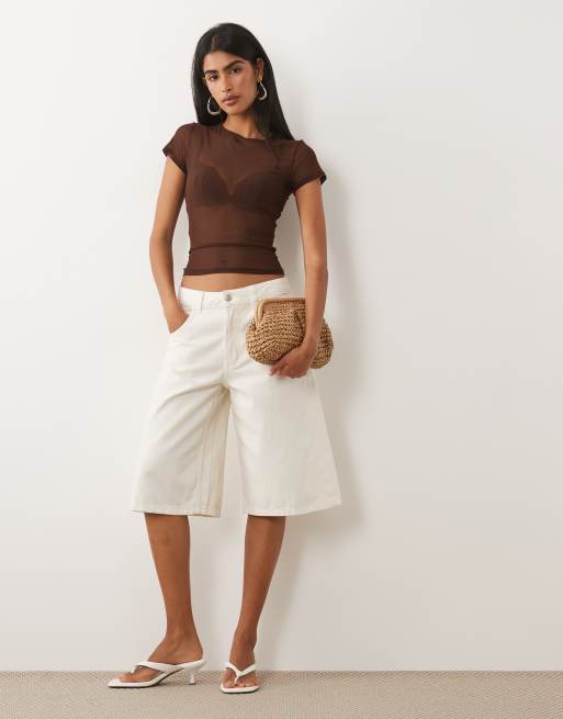 ASOS DESIGN - Camiseta marrón chocolate transparente con diseño encogido de malla, 2 de 4