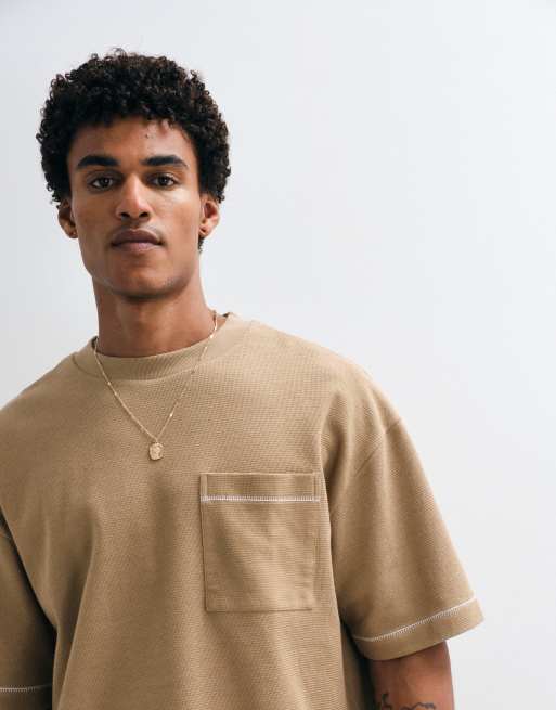 ASOS DESIGN - Camiseta marrón extragrande con estampado gráfico de sol de tejido grueso texturizado, 2 de 7