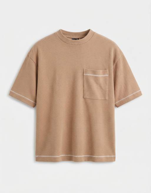 ASOS DESIGN - Camiseta marrón extragrande con estampado gráfico de sol de tejido grueso texturizado, 6 de 7