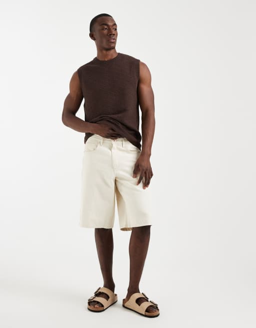  ASOS DESIGN - Camiseta marrón holgada sin mangas de punto de ochos texturizado, 4 de 5