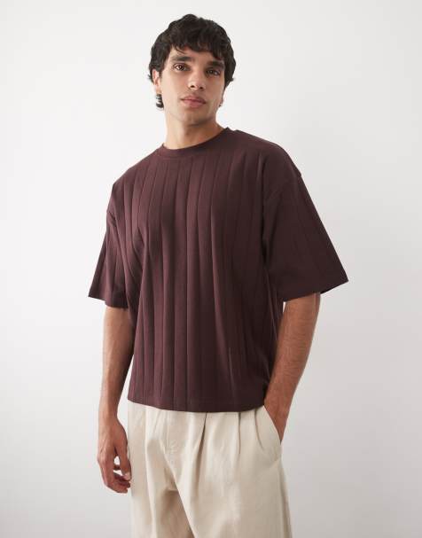 ASOS DESIGN - Camiseta morada de corte cuadrado extragrande de canalé ancho - view 1