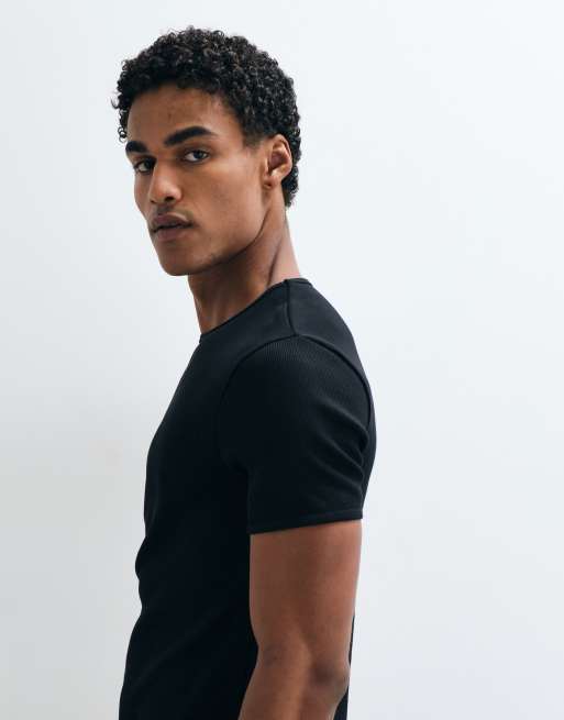 ASOS DESIGN - camiseta muscle fit superpesada negra acanalada, 2 de 5
