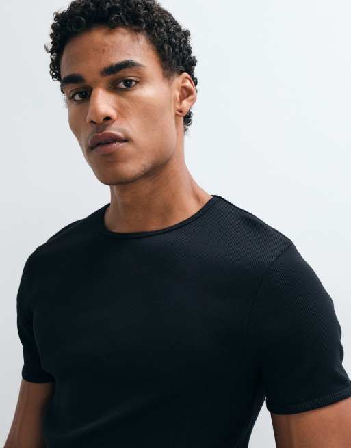 ASOS DESIGN - camiseta muscle fit superpesada negra acanalada, 5 de 5