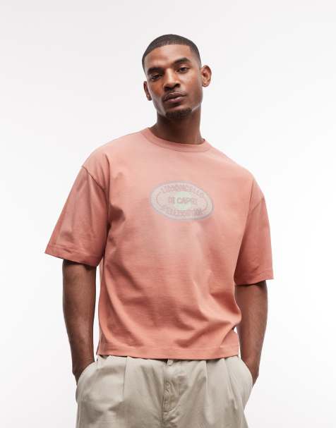 ASOS DESIGN - Camiseta naranja lavado de corte cuadrado extragrande con estampado gráfico de texto de tejido grueso - view 1