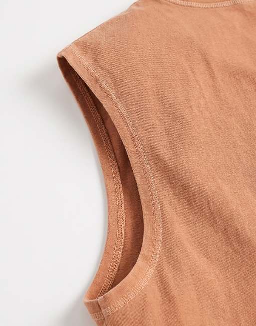 ASOS DESIGN - Camiseta naranja lavado sin mangas extragrande de tejido grueso, 8 de 9