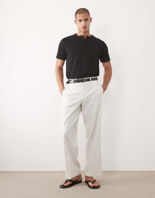 ASOS DESIGN - Camiseta negra de corte estándar con cuello panadero de sirsaca, 3 de 5