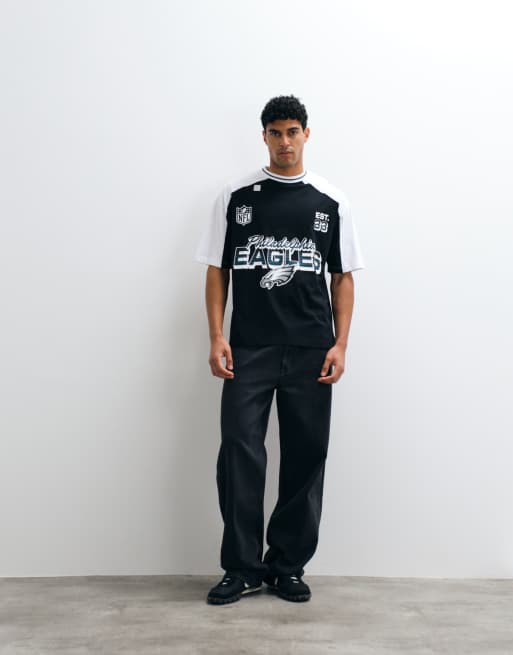 ASOS DESIGN - Camiseta negra extragrande con estampado de los Philadelphia Eagles de la NFL, 3 de 5