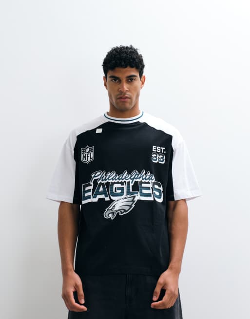 ASOS DESIGN - Camiseta negra extragrande con estampado de los Philadelphia Eagles de la NFL, 4 de 5