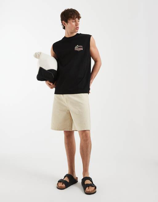 ASOS DESIGN - Camiseta negra extragrande sin mangas con estampado gráfico "Tijuana", 2 de 5