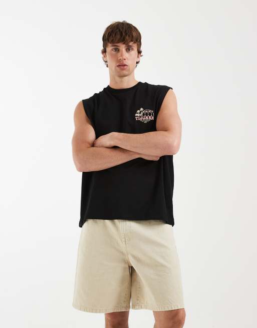 ASOS DESIGN - Camiseta negra extragrande sin mangas con estampado gráfico "Tijuana", 5 de 5