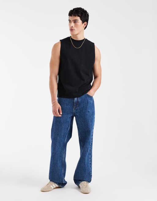ASOS DESIGN - Camiseta negra extragrande sin mangas de tejido grueso, 2 de 5