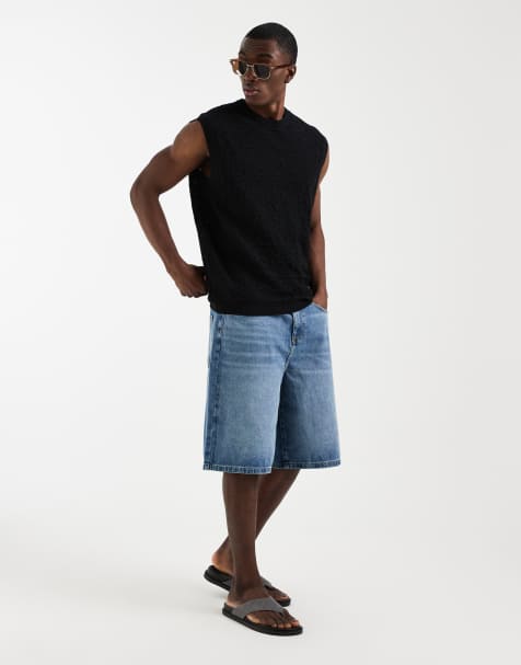 ASOS DESIGN - Camiseta negra holgada sin mangas de croché - view 1