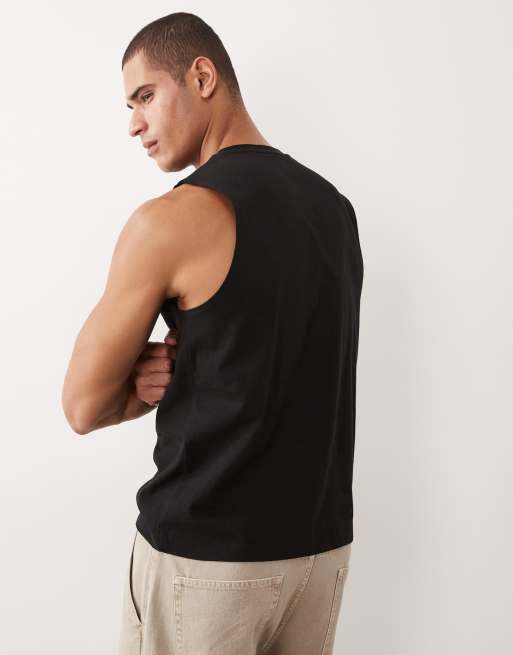 ASOS DESIGN - Camiseta negra sin mangas de corte estándar, 4 de 5