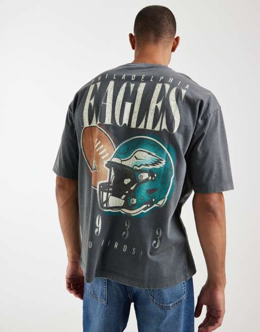 ASOS DESIGN - Camiseta negro lavado extragrande con estampado de los Philadelphia Eagles de la NFL, 2 de 5