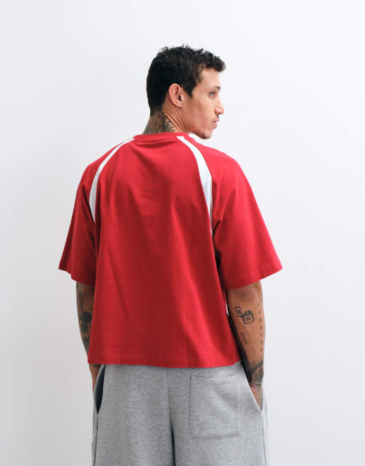 ASOS DESIGN - camiseta oversize boxy con detalle de panel en rojo, 5 de 5