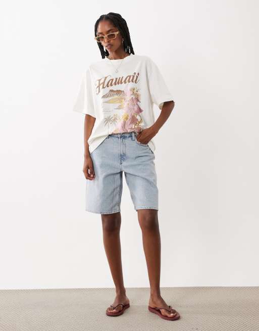 ASOS DESIGN - camiseta oversize con gráfico de Hawaii en crema, 2 de 4