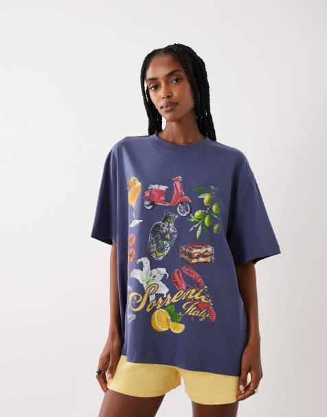 ASOS DESIGN - camiseta oversize con gráfico Sorrento essentials en azul - view 1