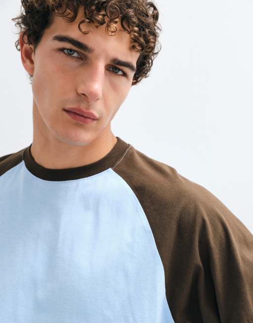 ASOS DESIGN camiseta raglán de manga larga, corte cuadrado y extragrande, en azul, 4 de 8