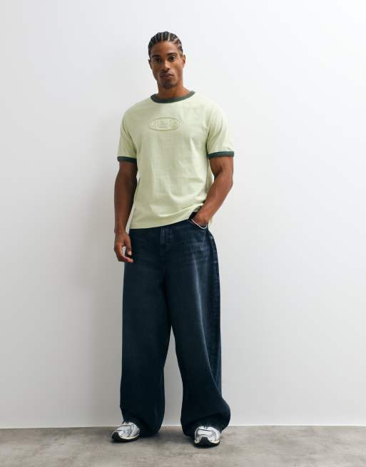 ASOS DESIGN - camiseta ringer boxy de corte estándar en verde lavado, 2 de 10