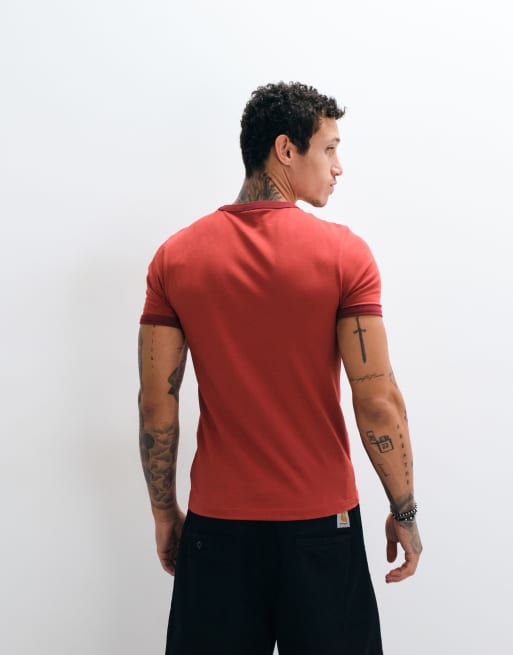 ASOS DESIGN - camiseta ringer de corte ajustado con gráfico de Puerto Rico en rojo, 3 de 5