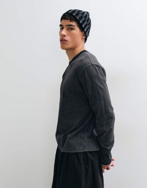 ASOS DESIGN camiseta ringer oversize boxy de manga larga en antracita - view 1