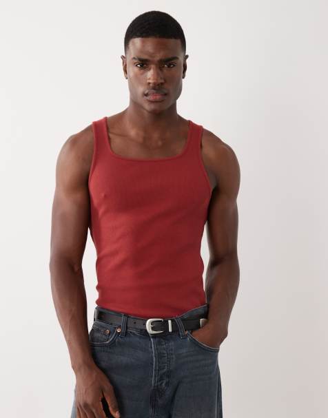 ASOS DESIGN - Camiseta roja ajustada de tirantes con cuello cuadrado - view 1
