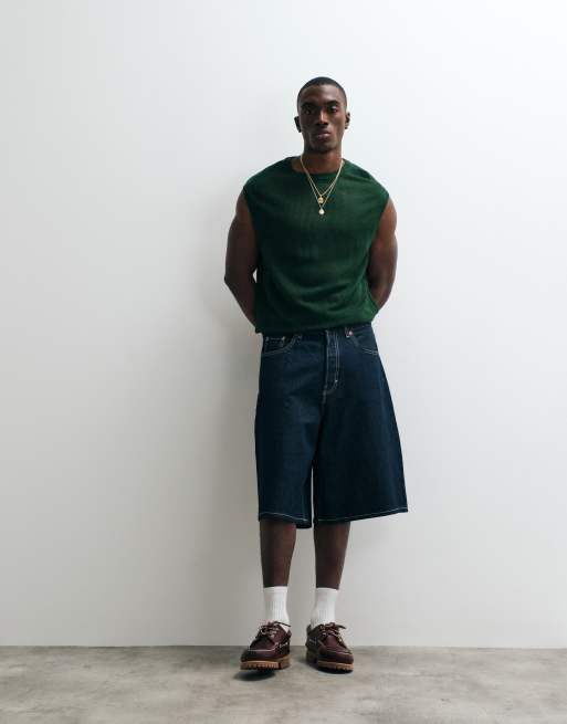 ASOS DESIGN - Camiseta verde forestal holgada sin mangas de punto de malla, 4 de 5