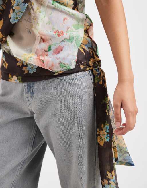 ASOS DESIGN - Camisol med draperet tørklædedesign og forskellige print - Del af sæt, 3 af 4