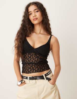 ASOS DESIGN - Camisole aus Spitze in Schwarz