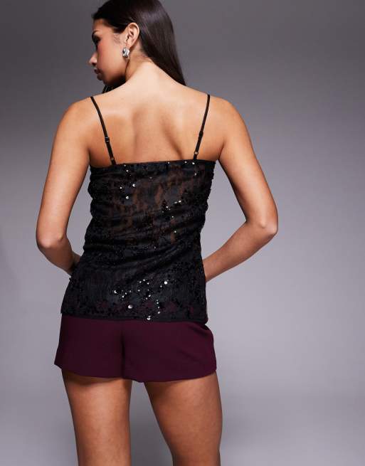 ASOS DESIGN – Camisole aus verzierter Spitze in transparentem Schwarz, 4 von 4