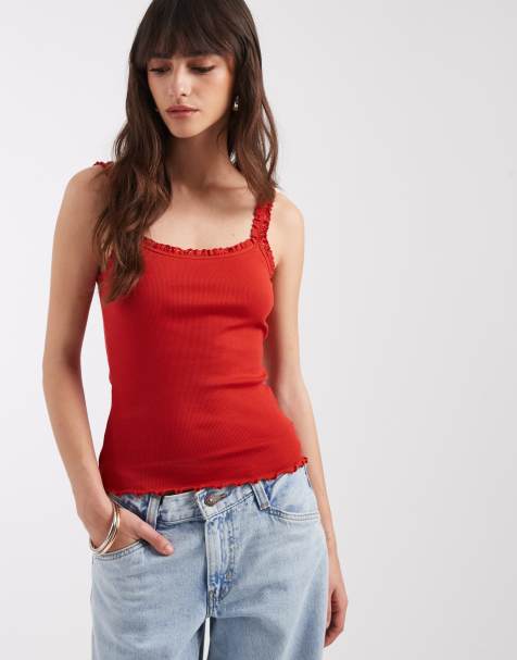 ASOS DESIGN – Camisole in Rot mit Bortendetail - view 1
