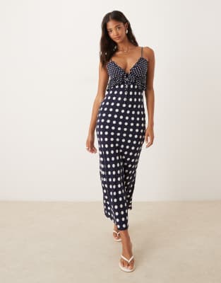 ASOS DESIGN – Camisole-Midikleid mit Rüschen-Detail und verschiedenen Punkte-Prints - view 1