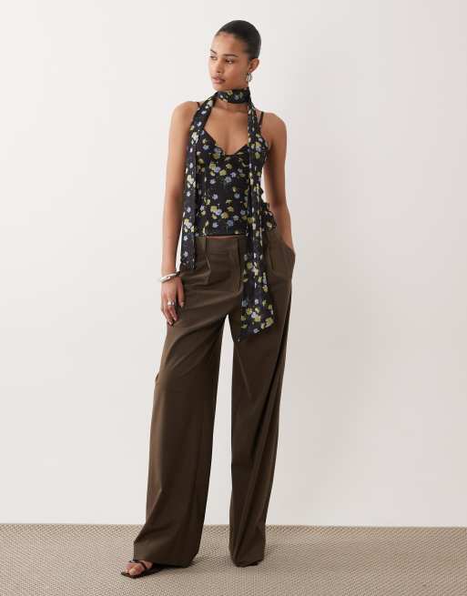 ASOS DESIGN – Camisole-Oberteil aus bedrucktem Netzstoff mit Schaldetail und Blumenmuster, 3 von 4