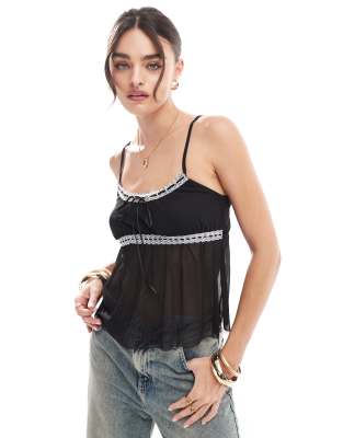 ASOS DESIGN - Camisole-Oberteil aus fließendem Material in Schwarz