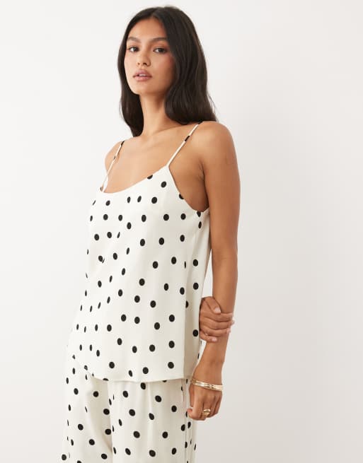 ASOS DESIGN – Camisole-Oberteil aus Leinenmix mit Polka-Dot-Muster und U-Ausschnitt im Stil der 90er, 3 von 4