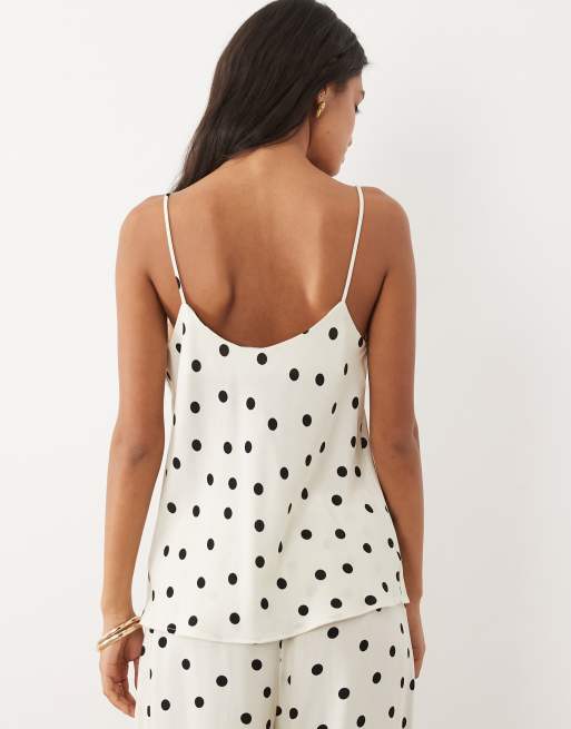 ASOS DESIGN – Camisole-Oberteil aus Leinenmix mit Polka-Dot-Muster und U-Ausschnitt im Stil der 90er, 4 von 4