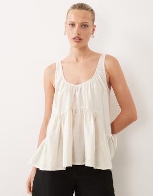 Camisole-Oberteil in Champagner mit U-Ausschnitt und Schößchen-Rosa Rosa 40