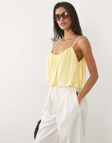 ASOS DESIGN Camisole-Top aus Leinenmix in Buttermilch - view 1