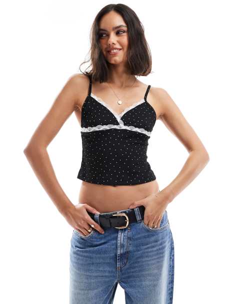 ASOS DESIGN - Camitop med polkaprikker - view 1