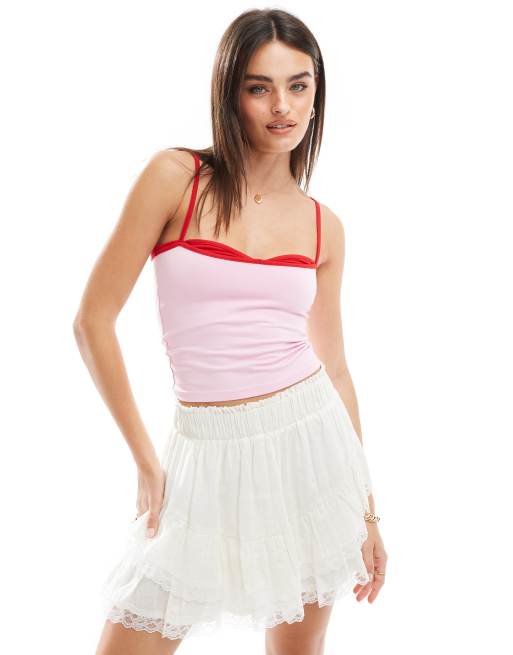 ASOS DESIGN - Camitop met contrasterende buste in roze