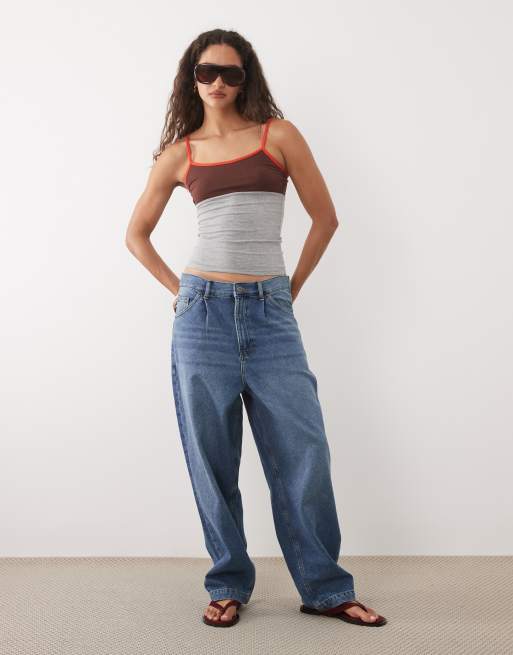 ASOS DESIGN - Camitop met kleurvlakken in rood en gemêleerd grijs, 2 van 4