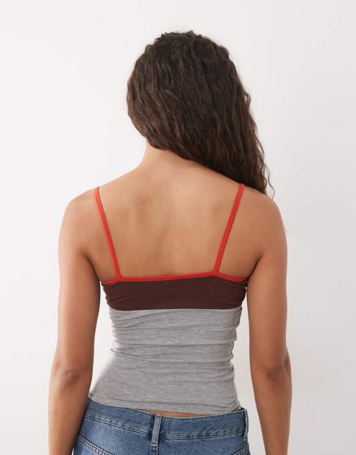 ASOS DESIGN - Camitop met kleurvlakken in rood en gemêleerd grijs, 4 van 4