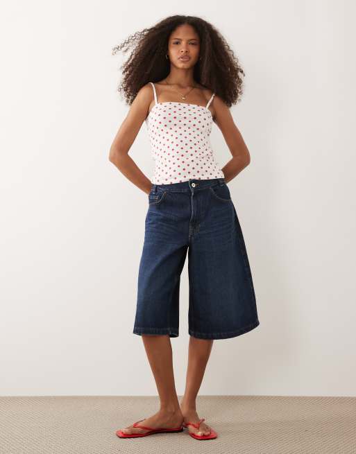 ASOS DESIGN - Camitop met rechte hals en stippen in rood en crème, 4 van 4