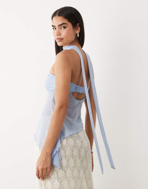 ASOS DESIGN - Camitop met sjaaldetail in blauw - view 1