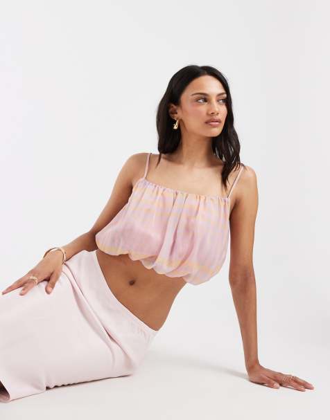 ASOS DESIGN - Camitop van chiffon pofzoom in roze, deel van co-ord set - view 1
