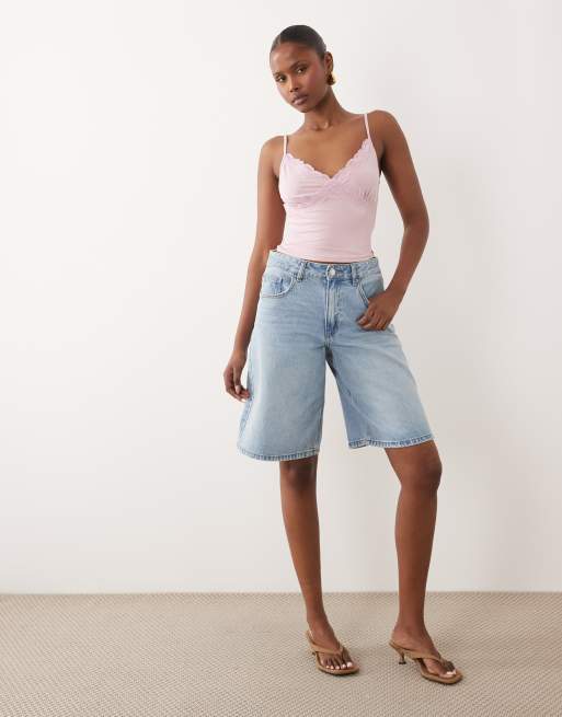 ASOS DESIGN - Camitop van gladde stof met kanten rand in lila, 3 van 4