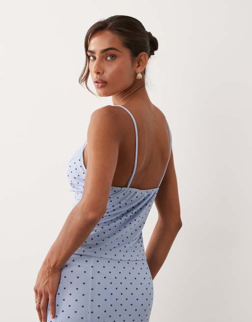 ASOS DESIGN - Camitop van mesh met panelen in blauw met stippen, deel van co-ord set, 2 van 4