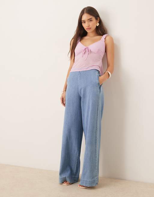 ASOS DESIGN - Camitop van mesh met strikdetail in roze, 2 van 4