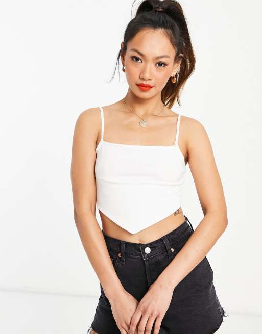 ASOS DESIGN - Camitopje met sjaalzoom in wit