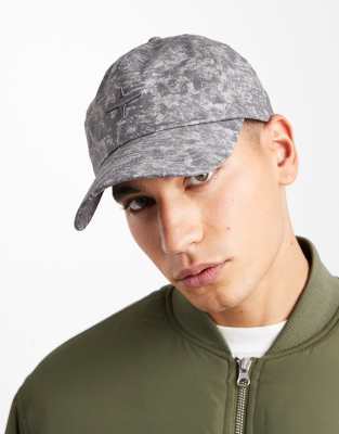 Asos Design Camo Graphic Cap In Gray